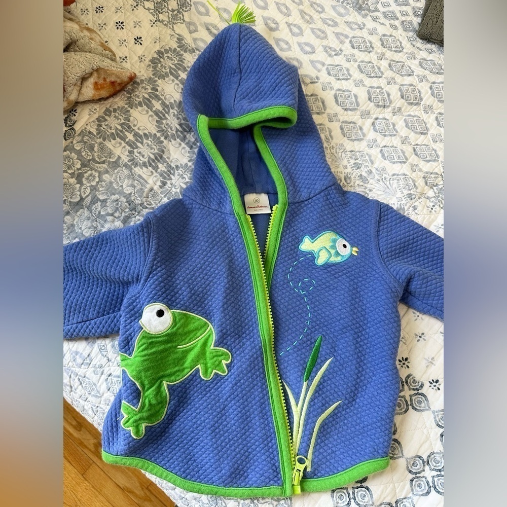 Hanna Andersson size 80 (18-24 months) frog hoodie character zip full hoodie